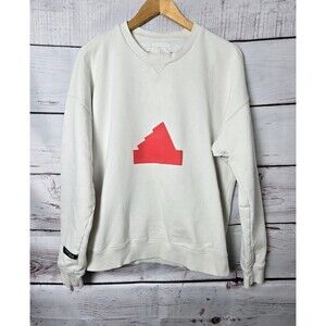 Adidas Mens Sweatshirt Size M White Future Icons Red Logo Crewneck Pullover
